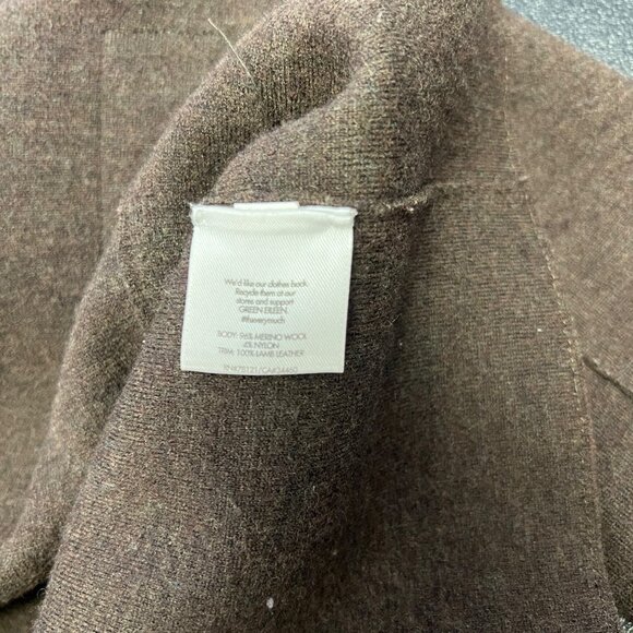 Eileen Fisher Womens Wool & Lamb Leather Blazer Jacket size Med Brown Suede Trim - Picture 5 of 10